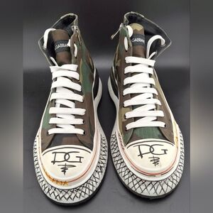 DOLCE & GABBANA CAMOUFLAGES CANVAS HIGH TOP SNEAKERS